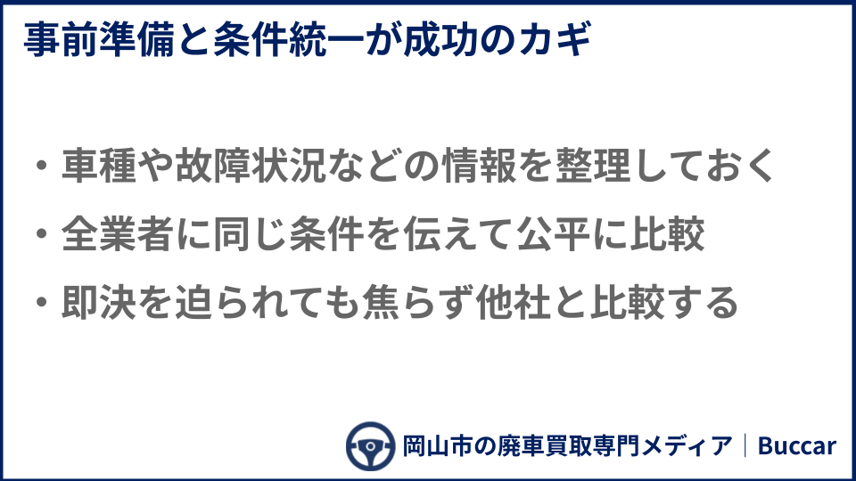 相見積もりの注意点と成功のコツについての説明画像