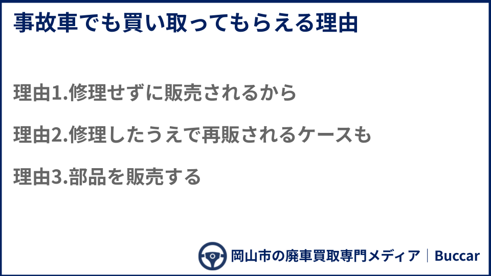 事故車でも買い取ってもらえる理由についての説明画像